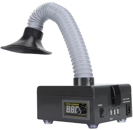 Cryfokt Lödgasutsug, 150 W 3-stegs Filtreringssystem, 7000 RPM Elektrisk Järnsvetsutsug med LED-ljus, Flexibelt 360 Graders Rökrör och USB-portar (#1)