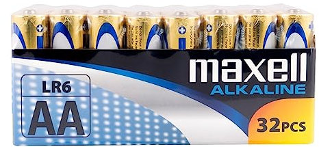 Maxell LR6 AA Alkaline Batteries Pack de 32 pilas Golden