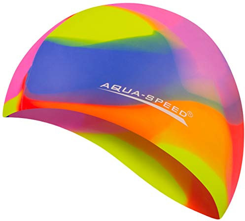Aqua Speed Badekappe Herren | Silikon | Bademütze | Badehaube | Mehrfarbig + Aufbewahrungstasche Bunt / 75