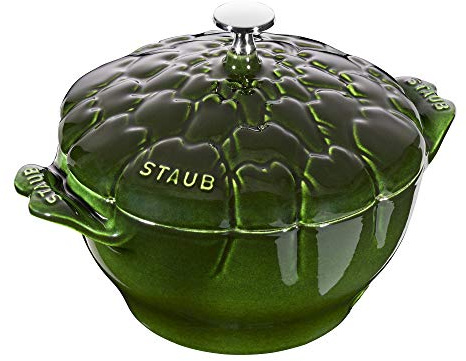 Staub Cast Iron 3-qt Artichoke Cocotte - Basil, Made in France