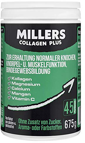 Kollagen Pulver (Rind/Weidehaltung) mit Magnesium, Calcium, Mangan, Vitamin C für Ihre Knochen, Knorpel- u. Muskelfunktion, Bindegewebsbildung (Ohne Zusatzstoffe) - Made in Germany