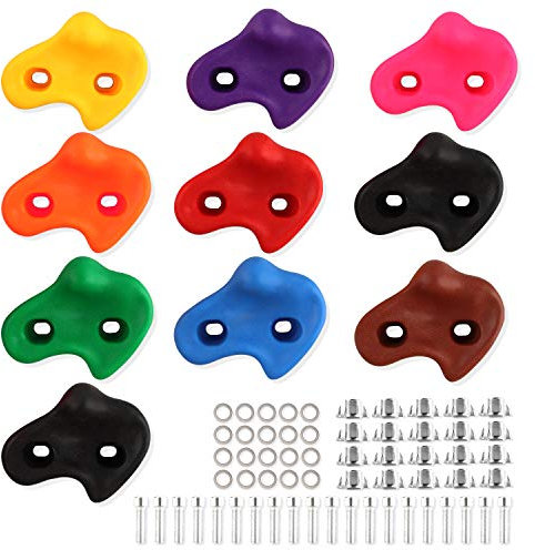 Kinder Klettergriffe Klettersteine, Klettergriffe Kinder Set, 10 Stück Farbige Kletterwandgriffe, 10 Schrauben, Können zum Befestigen von Kletterfelsen Auf Indoor-Indoor-Spielplätzen Verwendet Werden