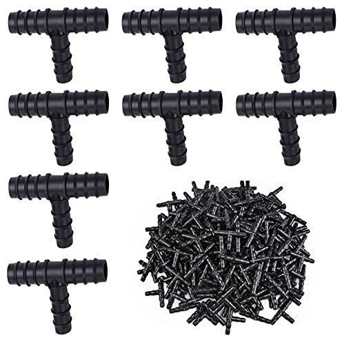T-Stück 16mm, Perlschlauch Verbinder, 100Pcs Bewässerung Anschluss Kit für Schläuche, Steckverbinder Tropfschlauch, Widerhaken Verbinder für die Bewässerung Ihrer Blumen, Pflanzen, Rasen, Landschaft