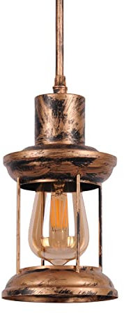 AIRTWESD Industrial Lámpara de Techo Vintage iluminación Rústico Lámpara de techo E27 Metal Lámpara de suspensión (sin bombilla)