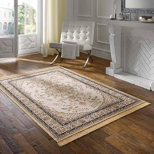 Taracarpet Teppich Palazzo Royal Ghoum beige 160x230 cm Kurzflor Orientteppich für Wohnzimmer Esszimmer und Schlafzimmer