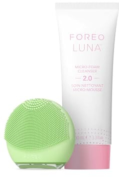 FOREO Luna 4 go Facial Cleansing Brush & Firming Massager + Luna Micro-Foam Cleanser 2.0, 100ml - Face Wash Brush - Pore Minimizer - Silicone Face Scrubber