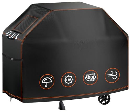 ZEWETO Grillabdeckung Wetterfest - 600D wasserdichte BBQ-Abdeckung für Outdoor-Grills, robust & UV-beständig, Universell passend für Gas-, Holzkohle- und Elektrogrills 115x61x110cm