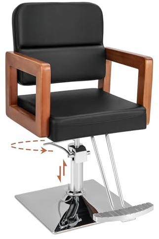 RELAX4LIFE Fauteuil Barbier Pivotant à 360° avec Dossier & Repose-Pieds, Chaise à Coiffure Hydraulique, Hauteur d’Assise Réglable 50-65 CM, Equipement Coiffure pour Spa Maquillage, Charge 250 KG