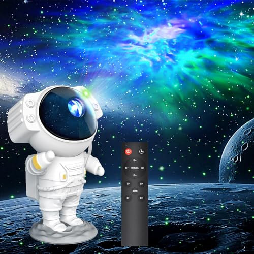 Immver Astronaut Galaxy Star Projector Night Light with Remote Control & Timer, 8 Nebula Effects, Adjustable Projection Angle, Ideal for Bedrooms, Game Rooms, and Birthdays Christmas Gifts