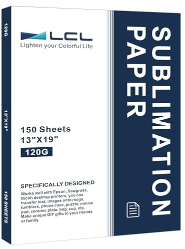 LCL Sublimation Paper Heat Transfer 150 Sheets 13 x 19 Inches Super Size Compatible with Inkjet Printer 120gsm