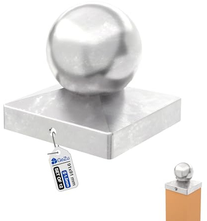 GeZu Impex Tapa de Poste 91 x 91 mm Galvanizado en Caliente Juego de 12 Tapas Superiores Cuadradas para Postes de Cerca de Metal