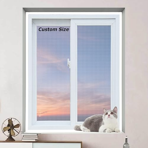 Custom Size Cat Safety Nets, Anti Mosquito Insect Fly Screen Cat Window Screen Mesh, Cat Window Guard, Self Adhesive Window Protection for Balcony Kitchen