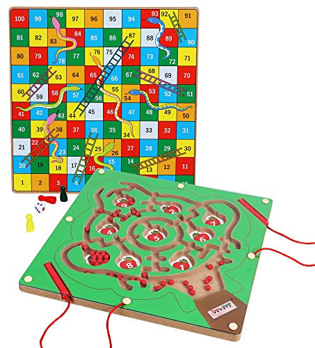 TOWO Wooden Magnetic Number Maze, Maths Labyrinth Board for Children | Magnetic number maze puzzle supports counting, matching and fine motor skills; wooden board game toy for children age 3+