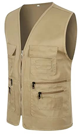 Gilet da viaggio leggero multi tasca, gilet da viaggio resistente, con tasche con cerniera e tessuto traspirante, pratico gilet da pesca o fotografia, ideale per passeggiate sul molo o sentieri