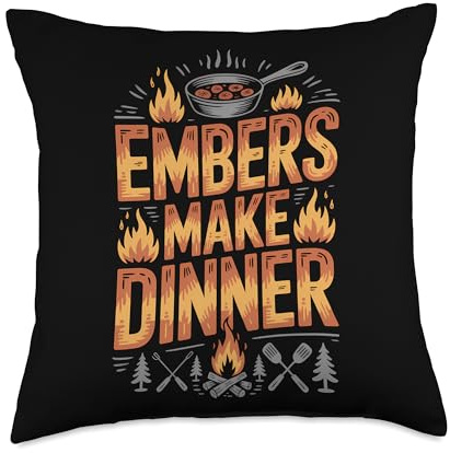 Briquette Charcoal Stew cast Iron Camp Cooking Throw Pillow
