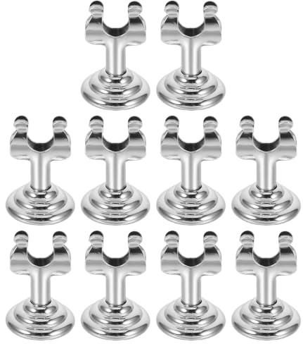 SHINEOFI Pince Porte-Étiquette Alimentaire Métal Lot de 10 Porte-Étiquettes Forme U Petite Base Argentée Clips Inox Supports Verticaux pour Présentoirs de Desserts et Commerce de Détail