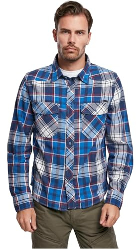 Brandit Check Shirt Long Sleeve, Color: navy, Size: M