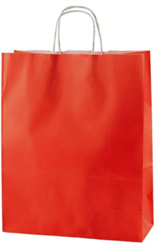 Thepaperbagstore 30 Red Medium Paper Bags with Handles 25x11x31cm