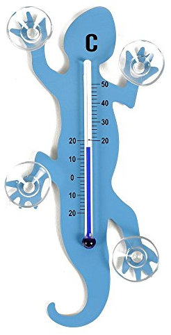 HAB & GUT - TG001 - Azzurro Chiaro - Termometro da Finestra in Metallo Geco, 14 cm con 4 Ventose potenti per Interni o Esterni