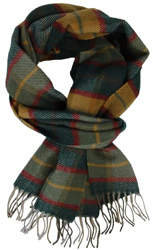 Rotfuchs Winterschal & Warm Karo modisch Mehrere Farbstellungen Wolle Made in Germany (30 x 180 cm, Grün Gelb)