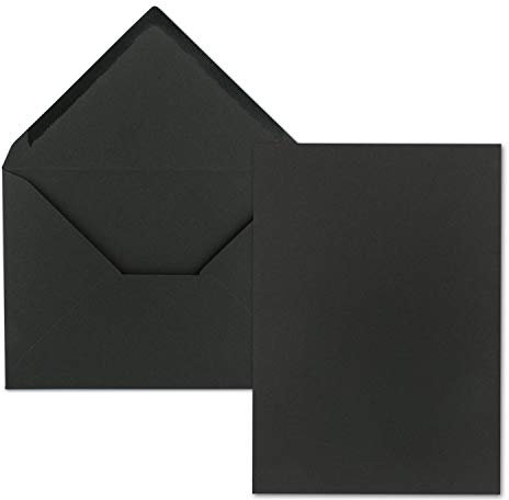FarbenFroh by GUSTAV NEUSER 25 Stück Karte mit Umschlag Set - Einzel-Karten Din A5-14,8 x 21 cm Kraftpapier Schwarz mit Umschlägen Din C5-15,7 x 22,5 cm - Nassklebung