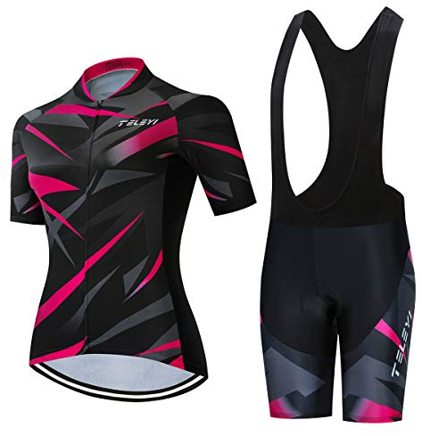Radtrikot-Set für Damen, Trägerhose, Anzüge für Sommer, Rennrad, Cc6504-2a, 38