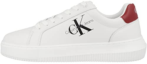Calvin Klein Jeans Herren Chunky Sole Sneaker Chunky Cupsole Monologo Schuhe, Weiß (White/Merlot), 40