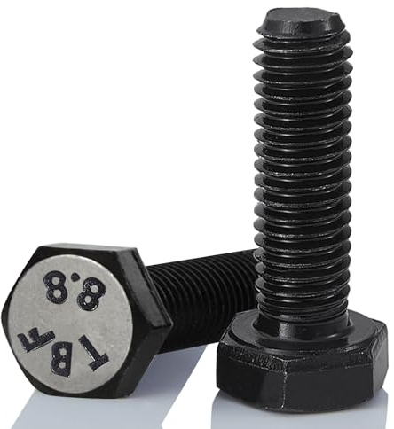Joamang M6 x 55mm 10Pcs Hex Head Screws Bolts, M6 x 1.0 Bolt, 8.8 Grade Alloy Steel, Hexagon Head Screws, Black Oxide Finish, Metric Full Machine Thread