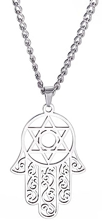 Hamsa mano de Fátima Hexagrama collar estrella de David mal de ojo colgante judío femenino protección amuleto símbolo joyería mujeres hombres