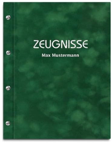 Personalisierte Zeugnismappe mit eigenem Namen in grüner Samtoptik – inkl. 12 Sichthüllen – Handgefertigte Mappe für Zeugnisse und Urkunden