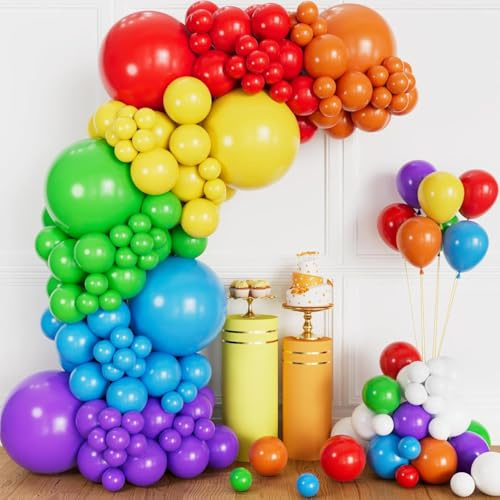 Kit arc de ballons Colorés, 117 Pièces 5 10 12 18 pouces Kit de Guirlande de Ballon, Guirlande Ballons en latex Anniversaire Mariage Baby Shower Filles Femmes Garçons Homme Décorations de Fête