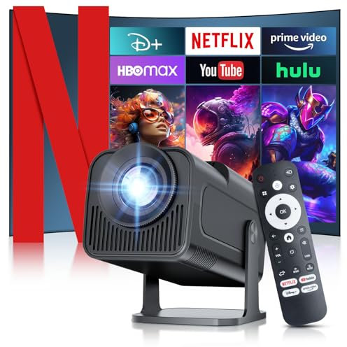 Salange Projector 【Compatible with Netflix】 Mini ProjeKtor 4K Home Theater, Mobile Phone Smart Projector for Home Theater/Outdoor, Portable Beamer with 5G WiFi and BT5.3