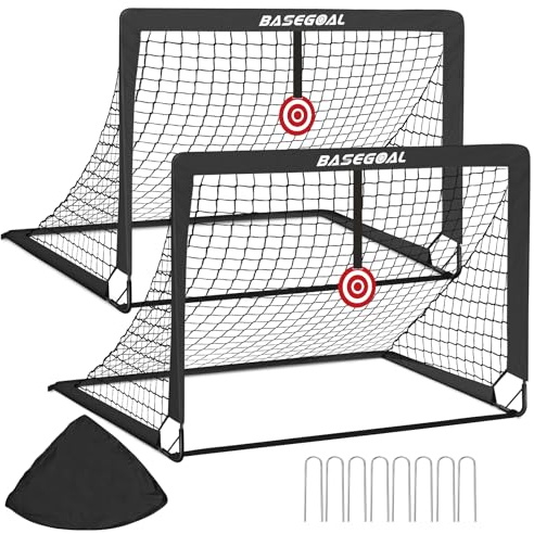 BaseGoal 2 en 1 Portería de Fútbol para Jardín 120x90cm con Centro de Tiro
