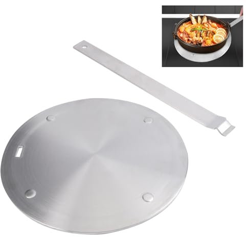 Adattatore Induzione da 20 cm, Adattatore Piano Induzione In Acciaio Inox, Adattatore Induzione Pentole con Manico Rimovibile, Adattatore Piastra Induzione Adatta a Pentole Magnetiche e Non Magnetiche