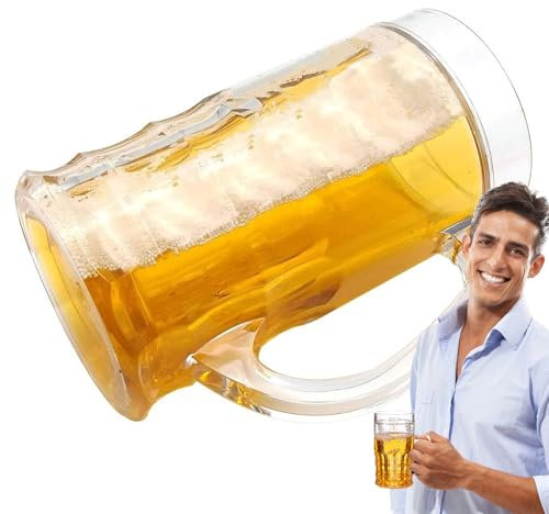 Genérico Jarra de Cerveza | Jarra de Cerveza Realista con Asas | Apta Para Lavavajillas Regalo Divertido De Broma Para Hombres Y Mujeres