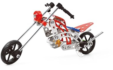 99 PCS Metal Motorcycle Model Building Kit - DIY Alloy Chopper Bike Assembly Set - STEM Engineering Construction Toy for Kids Ages 8-12 & Adults, 3D Mechanical Puzzle Collectible (Red & Silver)