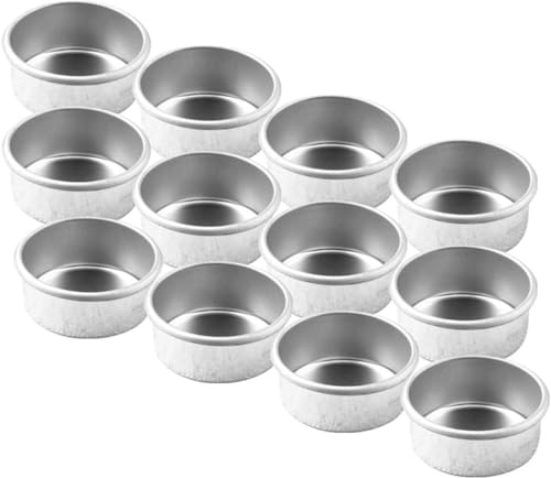 JOINPAYA Lot de 12 Coupelles à Bougies Chauffe-Plat en Fer Supports Décoratifs DIY Assiettes Rétro pour Création de Bougies de Bureau Format Compact