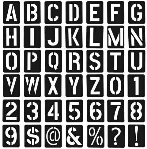 42Pcs Letter Stencils 3 Inch Symbol Number Stencil for Painting Plastic Reusable Stencils for Crafts Letter Template Set for Drawing on Wood Wall Fabric Sign School DIY Art Projects