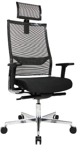 Topstar BG19TWW500X Bürostuhl New Alu Art inklusive Netz-Kopfstütze, Bezug schwarz