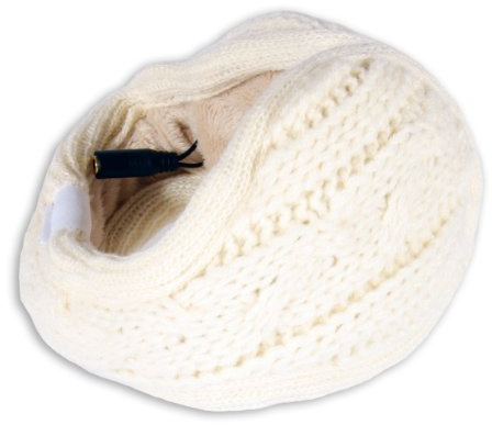OTech Knitted Music Ear Muffs - Wrap Design Headphones - Cream