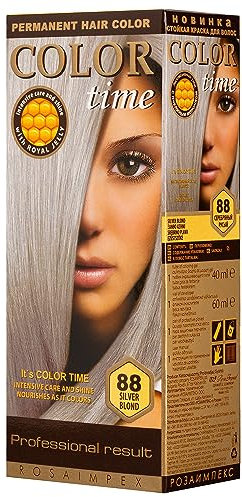 Color Time Tinte Permanente en Gel Color Rubio Plateado 88| Enriquecido con Jalea Real y Vitamina C | Coloracion Permanente para el Cabello I 100 ML