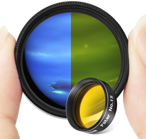 Astromania Telescope Filter 1.25 Inch - #15 Yellow Orange, Planetary Filter for Astronomy Telescope & Eyepiece, Telescope Color Filter for Enhancing Contrast in Lunar Planetary Observation