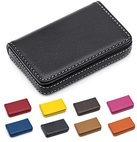 Padike Business Name Card Holder Luxury PU Leather,Business Name Card Holder Wallet Credit card ID Case/Holder For Men & Women - Keep Your Business Cards Organized(Black)