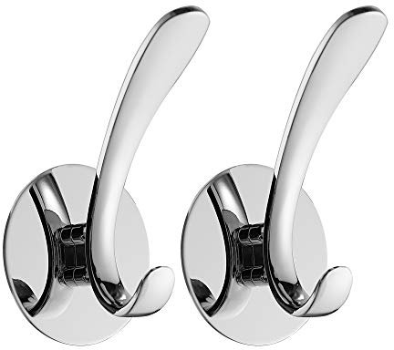Wopeite Ganci per Asciugamani e Accappatoi Acciaio Inossidabile Ganci per Porte da Cucina da Bagno Senza Trapano, Confezione da 2 Argento