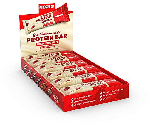 Prozis Pro Snack, Chocolate blanco con frambuesas - 12 x 30 g