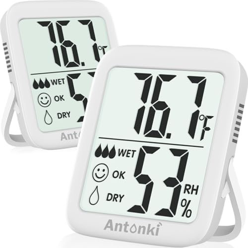 Room Thermometer, 2 Pack Indoor Hygrometer Thermometer, Humidity Meter, Humidity Gauge, Temperature and Humidity Monitor for Baby Room, Bedroom, Reptile Pets, Plants, Greenhouse