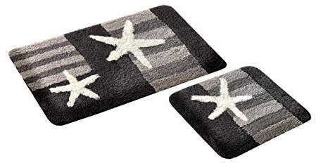 Goodway 2-teiliges Badematten Set │ Badteppich │ Badvorleger Bremen │ Grau │ Mikrofaser Super Soft