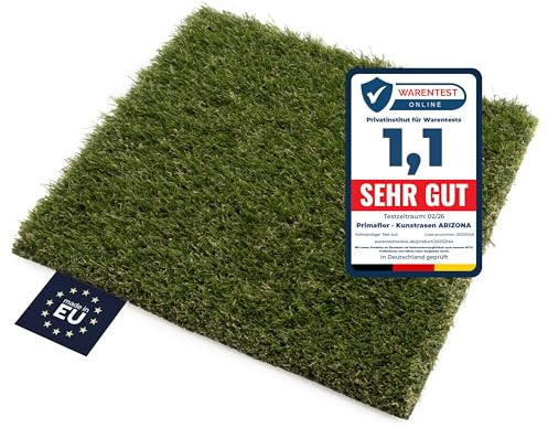 Primaflor Kunstrasen Arizona | Grün | 400x150 cm | 37 mm hoch | wasserdurchlässig | UV-beständig | Rasenteppich | Outdoor Kunstgras für Balkon & Garten