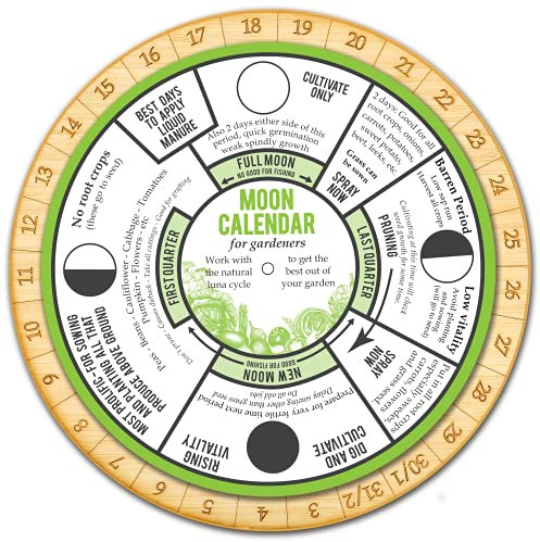 Calendrier perpétuel lunaire pour jardiniers. Jardin par les phases de la lune. Apprenez les meilleurs moments pour tailler, planter et semer. Jardiniers biodynamiques et vieux agriculteurs Almanach