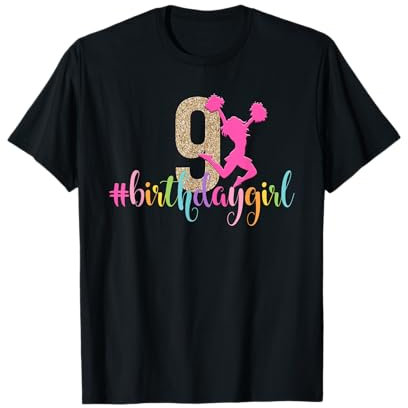 9. Geburtstag Mädchen Cheerleader Regenbogen Cheerleading T-Shirt
